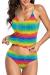 Upopby Women's Athletic Tankini Swimsuits for Women Ribbed Two Piece Bathing Suits Sports Crop Top Swimsuits with Shorts
