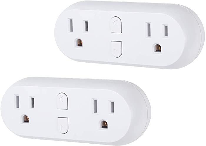 HBN Smart Plug 15A, WiFi&Bluetooth Outlet Extender Dual Socket Plugs Works with Alexa, Google Home Assistant, Remote Control with Timer Function, No Hub Required, ETL Certified, 2.4G WiFi Only, 2-Pack