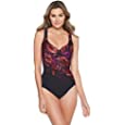 Miraclesuit Women&#39;s Swimwear Poppy It&#39;s a Wrap Tummy Control Underwire Bra One Piece Swimsuit, Tamarind, 12