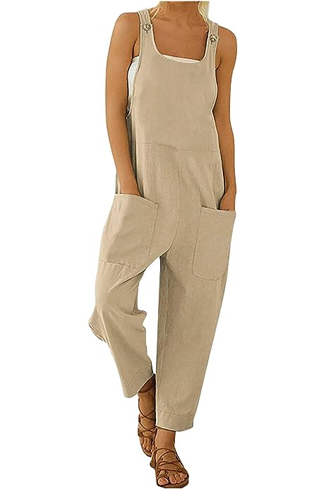 Womens Casual Summer Outfits Dressy Trendy Basic Pants Slim Square Neck Overalls Adjustable Straps Sleeveless Romper