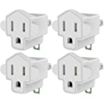 ETL Listed 3-2 Prong Grounding Outlet Adapter, JACKYLED 3 Prong to 2 Prong Adapter Converter, Portable Fireproof 200℃ Resistant Heavy Duty Wall Outlet Plug for Household Appliances Industrial, 4 Pack