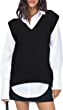 Viottiset Women's Oversized V Neck Fuzzy Sweater Vest Tunic Sleeveless Knit Pullover Top