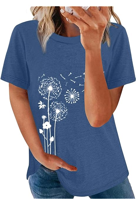 SHEWIN Womens Summer Tops Casual Short Sleeve Tee Shirts Loose T-Shirt