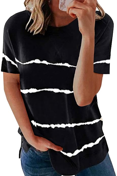 SHEWIN Womens Short Sleeve Crewneck Shirts Loose Casual Tee T-Shirt