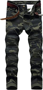 Liuhond Skinny Slim Fashion Men's Ripped Straight Holes Hip Hop Biker Stretchy Jeans