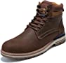 Men's Work Shoes, Genuine Matte Leather Upper Fashion Lace Up Oxford Dress Shoe, Anti-Slip Rubber Sole