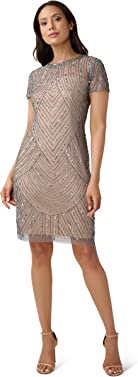 Adrianna Papell Women's Short Beaded Cocktail Dress
