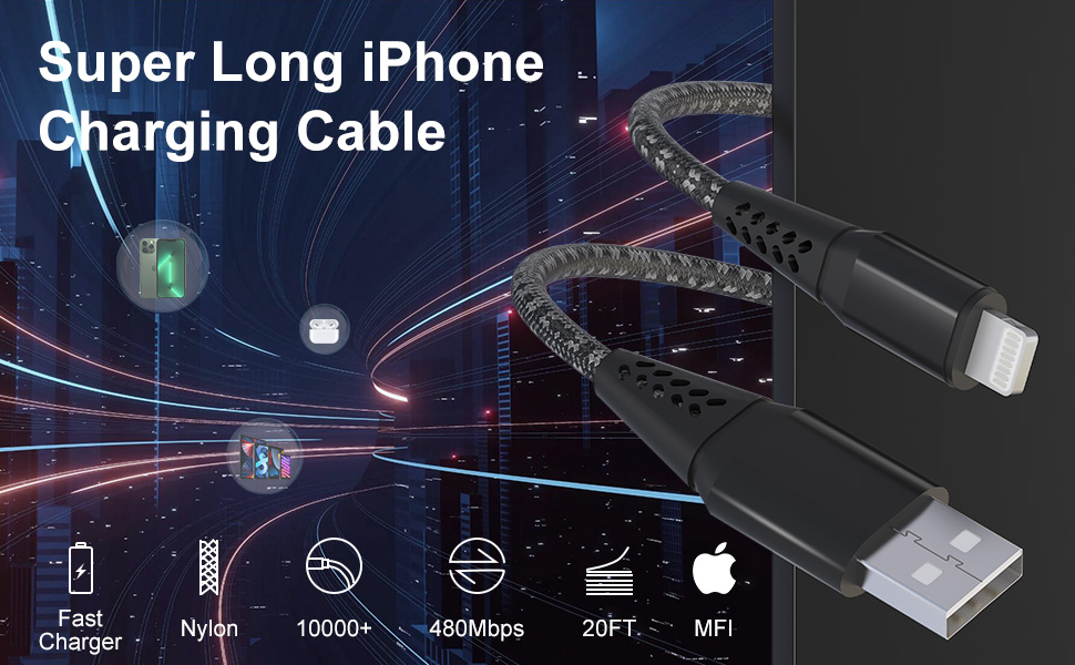 iPhone Charger Cord 20FT/6M
