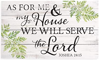 P. Graham Dunn My House Will Serve The Lord Whitewash 24 x 14 Wood Pallet Wall Plaque Sign