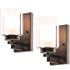 XiNBEi Lighting Wall Light, 1 Light Bathroom Vanity Lighting with Dual Glass, Dark Bronze Indoor Wall Mount Light 2 Pack XB-W