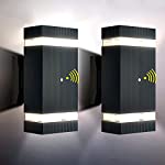 Dusk to Dawn Outdoor Lighting, TETOTE Front Porch Lights (2 Pack), Wall Mount Sensor Exterior LED Sconce Fixtures, Black Wall Lantern Up and Down Light for Hallway, Patio