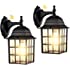 2-Pack Dusk to Dawn Outdoor Wall Lights, Sensor Exterior Light Fixtures Wall Mount, Porch Lights, Matte Black Wall Lantern Wa