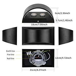 Black up down wall sconce lamp