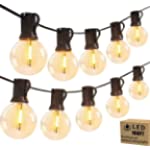 Outdoor String Lights 100ft G40 Globe Outdoor Lights with 52 Waterproof Shatterproof LED Bulbs(2 Spare)Connectable Patio Lights for Outside Backyard Garden Porch Party Led Outdoor String Lights