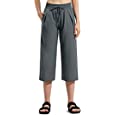 ZUTY Capri Pants for Women Wide Leg Lightweight Quick Dry Comfy Loose Lounge Sweatpants Capris Crop Pants Pockets Dark Gray M