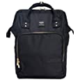 Kah&amp;Kee Nylon Backpack Diaper Bag with Laptop Compartment Waterproof Work Travel School for Women Man (Black)