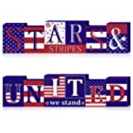 4th of July Patriotic Decorations, Wooden Signs Reversible, Fourth of July Red White and Blue Decorations, Memorial Day Independence Day July 4th Decor for Home