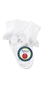 Jefferies Socks Big Girls'' Eyelet Turn Cuff/Fancy Lace 3 Pack