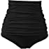 COCOPEAR Women's Ruched High Waisted Bikini Bottom Retro Vintage Swim Short Tankinis (FBA)