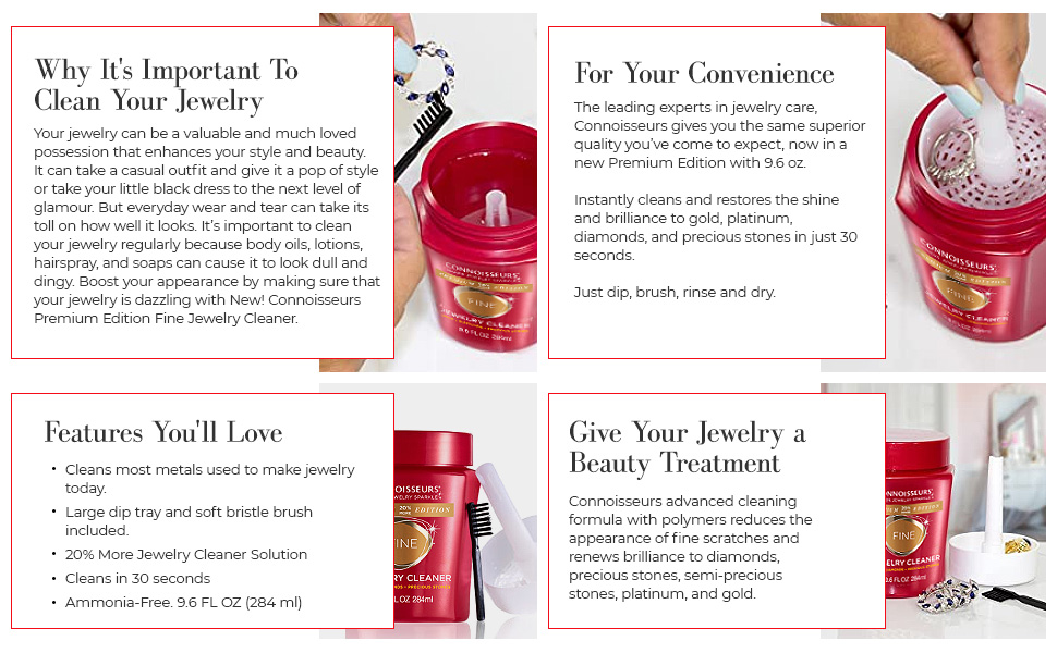 Connoisseurs Premium Fine Jar - Cleans Gold, Platinum, Diamonds, and Precious Gemstones