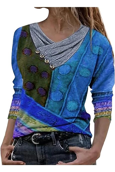 Womens Cotton Tops Dressy Casual, Womens Sweatshirts Round Neck Tops Long Sleeve T-Shirts Tops Dressy Casual 2023