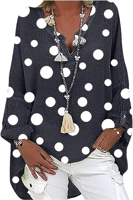 Summer Women Linen Cotton Tshirt Tops Vintage Trendy Casual Loose Fit Tunic Tees Short Sleeve Plus Size V Neck Blouses