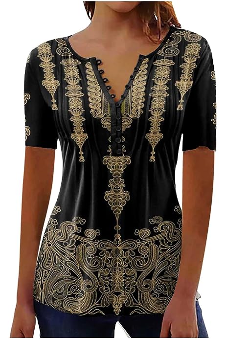 Summer Blouses for Women 2023 Fashion Lace 3/4 Sleeve Dress Shirts Dressy Casual Business Long Ladies Tops Boho Blouse…