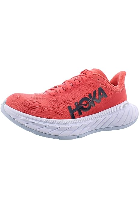 HOKA ONE Carbon X 2 Womens Shoes, Hot Coral/Black Iris