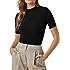 Verdusa Women's Casual Basic Mock Neck Short Sleeve Rib Knit Tee Top
