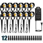 ZUCKEO 5W LED Low Voltage Landscape Lights with Timer Transformer 12V 24V Outdoor Landscape Lighting Kit with Connector Waterproof Warm White Spotlights for Garden Pathway Wall Tree Flood (12Pack)