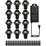 ZUCKEO 5W Low Voltage Landscape Lights with Timer Transformer, 12V-24V LED Well Lights Outdoor In Ground Landscape Lighting with Connectors, Waterproof Desk Light for Yard Garden Paver Path(12Pack)
