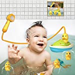 FHskFH Baby Bath Shower Head Toy Electric Shower Head Sprinkler Little Yellow Duck Shape with 4 Ducks 1 Motorboat 1 Sprinkler for Age 1-8