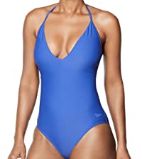 Speedo Women''s Swimsuit One Piece V-Neck Halter Contemporary Cut