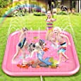 Peradix Splash Pad Sprinkler for Kids, 68&quot; Splash Play Mat Summer Outdoor Water Toys, Inflatable Toddler Wading Swimming Pool, Fun Backyard Lawn Outdoor Games Gifts for Toddlers or Dogs(Pink)