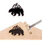 CREATPLANET 1.6&quot; Wood Branding Iron Bear Snow Mountain Pattern BBQ Heat Stamp with Replaceable Brass Head and Wood Handle for Leather Baking Stamping Heated Grilling Tools