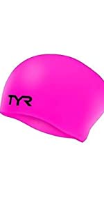 TYR, TYR sport, latex swim cap, swim cap latex, adult latex swim cap, swimming, long hair