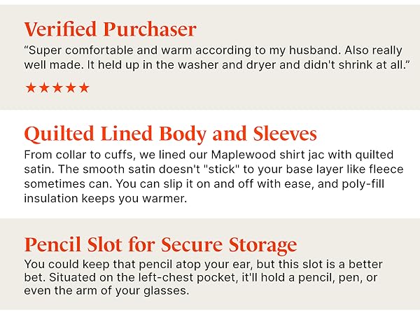 Quilted Lined Body and Sleeves, Hooded, Zipper front, Flannel, satin, pencil slot for secure storage