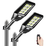2 Pack 200W Solar Street Light, 8000 Lumens Dusk to Dawn Solar Outdoor Lights Motion Sensor Waterproof IP66 6000K Security Solar Flood Light for Yard, Garage, Garden
