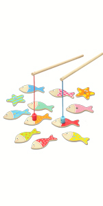 Kidzlane wooden fishing game colorful fish motor skills toys for toddlers and kids magnetic game