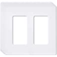 [5 Pack] BESTTEN 2-Gang Screwless Wall Plate, USWP6 Snow White Series, Decorator Outlet Cover, H4.69” x W4.73”, for Light Switch, Dimmer, GFCI, USB Receptacle