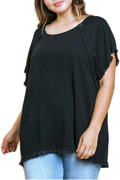 Umgee Women's Pintuck High Low Fringed Top