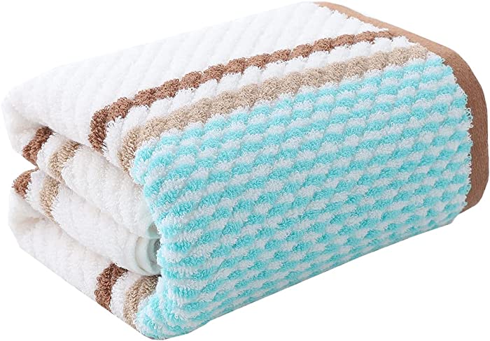 Pidada Bath Towel Striped Pattern 100% Cotton Soft Highly Absorbent Towel for Bathroom 1 Pack 27.6 x 55 Inch (Brown)