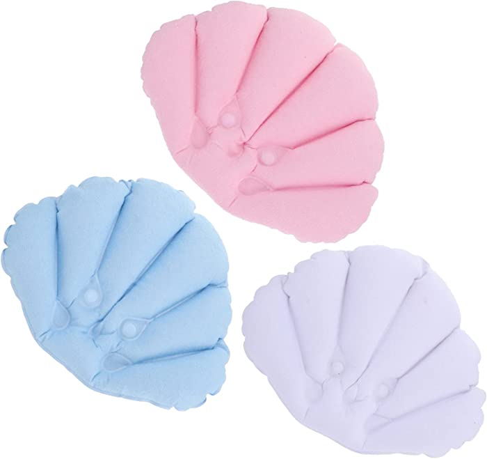 COHEALI Inflatable Bathtub Pillow 3Pcs Spa Pillow with Suction Cup Bathtub Cushion Neck Support Bath Pillow for Bathtub Bathing Cushion for Unisex
