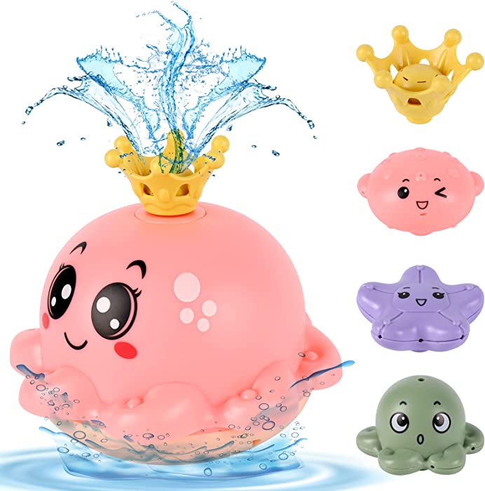 NDESYDAI Baby Bath Toys, Octopus Bath Toys for Toddlers 1-3, Light Up Spray Water Bathtub Toys for Baby Toddlers Infant, Pool Bathroom Sprinkler Toys with 4 Modes