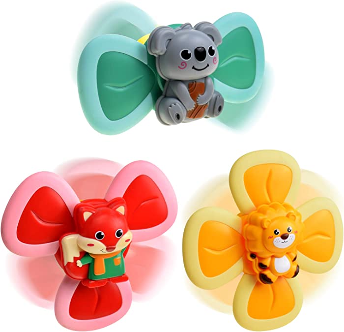 BAKAM Colorful High Chair Suction Cup Toy, Baby Bath Toy for Kids Boys and Girls, Bath Toys for Infant Toddler, Baby Educational Toy Set, 5'' x 2'' (Animals)