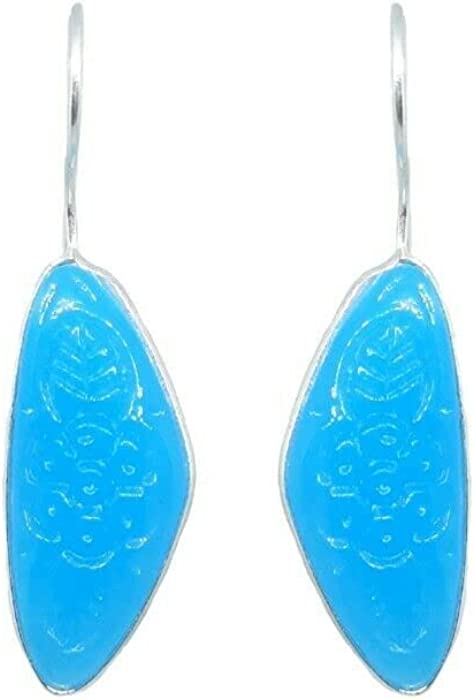 Indian Bollywood Jewelery Women Silver Oxidised Long Earrings Jhumki Blue Stone