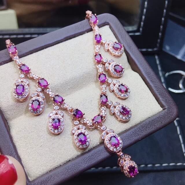 Luxurious Fringe Strand Natural red Garnet Pendant Necklace s925 Silver Gemstone Necklace Girl Party Gift fine jewelery