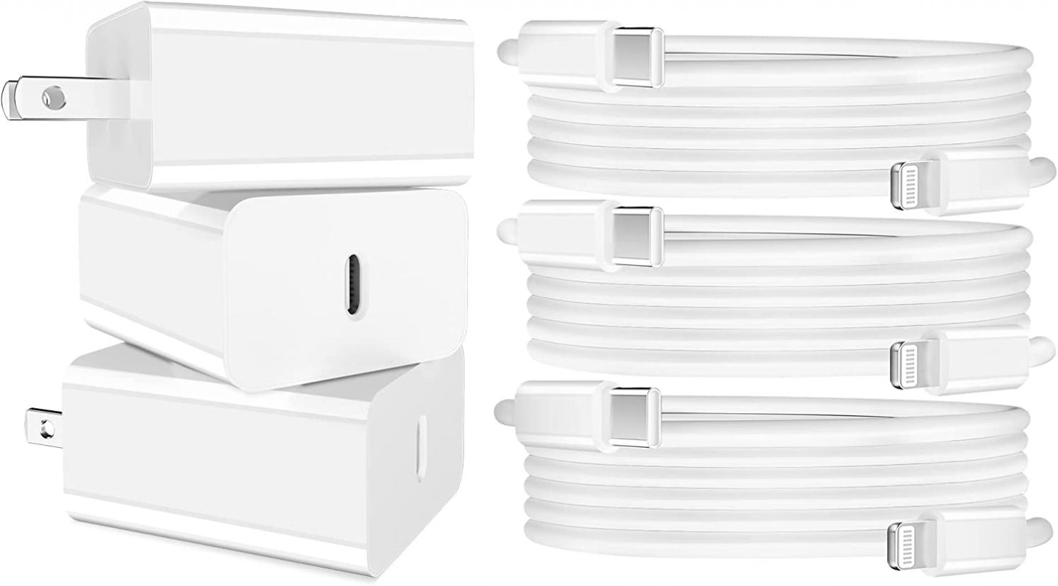 iPhone 13 Charger Fast Charging Apple MFi Certified 3Pack Lightning Cable 6FT with USB C Block for iPhone 14/14 Pro/14 Pro Max/13/12/11/iPad USB-C Power Adapter Wall Plug
