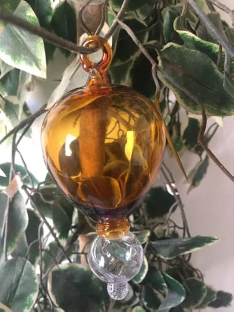Hanging Amber Glass ornaments for Christmas tree | Christmas decorations | Tree decorations for living room | mini and cute birthday gift | Hanging ornaments for Tree Decorations outdoor | Xmas decor