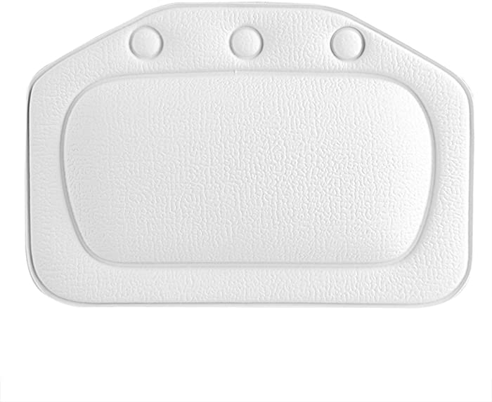 Wifehelper Soft Foam Padded Non-Slip Spa Bath Pillow with Suction Cups for Head, Neck and Back Support, Fits Any Size Tub(White)